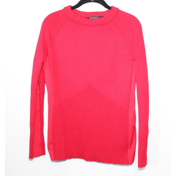 ✨2/$20 *Altered* Athleta Mesa Hybrid Sweater Wool Blend Radiant Red Small H12450 - Picture 2 of 13